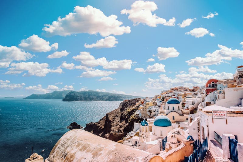 Whitewashed buildings and blue domes of Santorini, Greece
